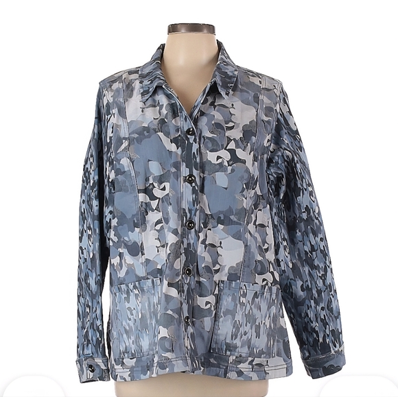 LOGO Blue Camouflage Button-Up Jacket - Picture 1 of 5